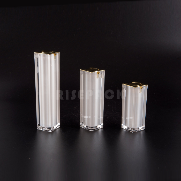 Square airless acrylic lotion bottle
